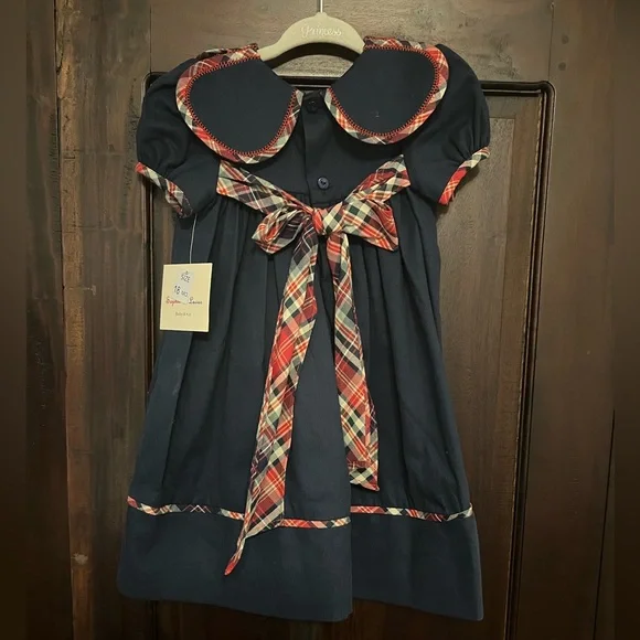 Smocked, embroidered Christmas/winter dress. - Picture 2 of 2